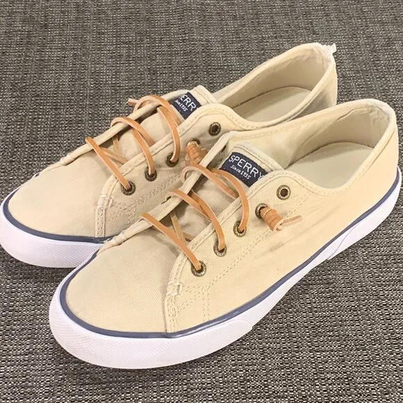 Sperry Pier View Sand Sneaker - Women's Size 8 - shoes canvas tan beige STS81816 - Picture 1 of 13